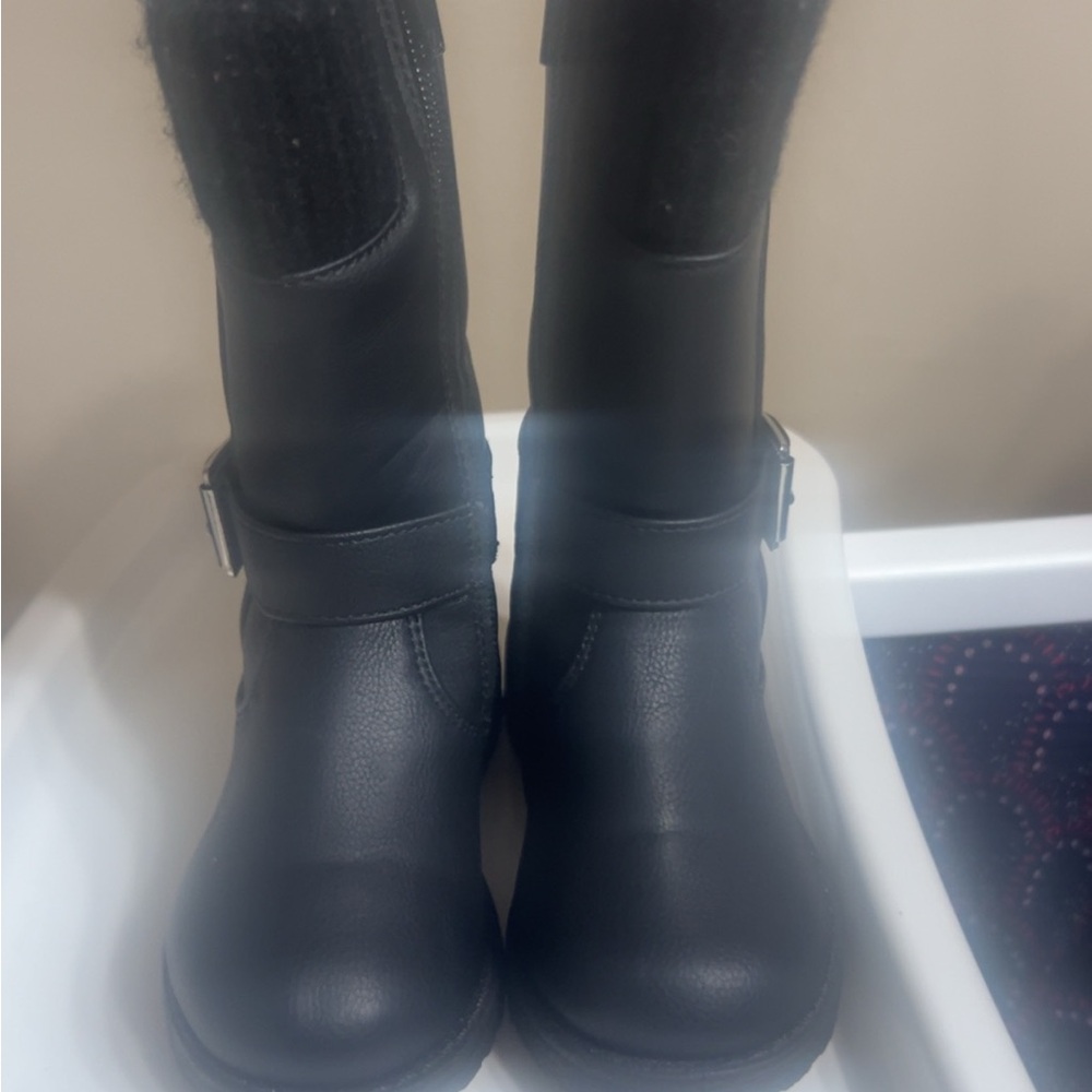 Classic Black Buckle Mid-Calf Boots